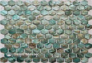 Boyalı yeşil renk 100 doğal Çin tatlı su kabuğu İnci Mozaik Anne Kithenwashroom Dekorasyon Duvarı Hexago7176992