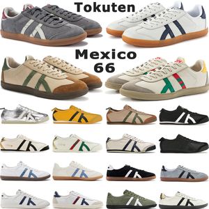 Orijinal Koşu Ayakkabıları Tiger Meksika 66 Tokuten Düz Alt Üçlü Siyah Birch Beyaz Havadar Yeşil Kill Fatura Birch Silver Women Spor Eğitmenleri Boyutu 4-11