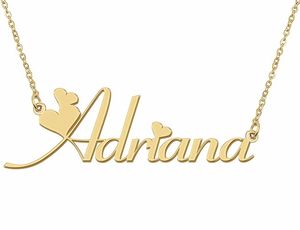 Adriana Adı Kolye Kolye Kadınlar için Kızlar Doğum Günü Hediyesi Özel Nameplatı Çocuklar En İyi Arkadaşlar Mücevher 18K Altın Kaplama Paslanmaz Çelik