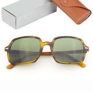 Mode Brillen Quadrat Sonnenbrille Männer Frauen Acetat Rahmen Glas Linsen Sonnenbrille für Männlich Weiblich mit Leder Box Gafas De Sol