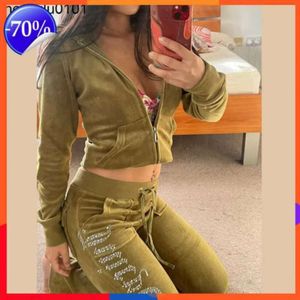 Juicy Apple Women's Tracksuits 2024 Summer Brand Sewing 2 Piece Sets Veet Velour Women Track Suit Hoodies and Pants fashion