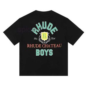 100% хлопок Люксовый бренд Rhude Shirt Fashion t Мужские дизайнерские футболки Мужские повседневные топы с коротким рукавом Футболки высокого качества Мужские футболки Tos Us Размер XSQQ ULZ6 HBV7