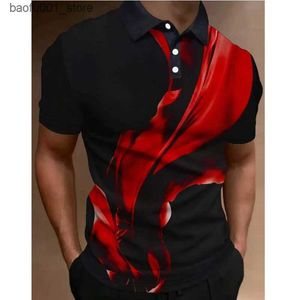 Herr t-shirts mode mens polo skjorta 3d siden tryckt sommar avslappnad kortärmad gata designer överdimensionerad skjorta högkvalitativ herrkläder Q240220