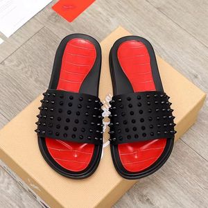 Man Red Bottoms MEN Slippers Classic Spike Flat Spikes Slide Sandal Thick Rubber Sole Slipper Studs Slides Platform Mules Summer Casual Fashion Shoes 5 s s