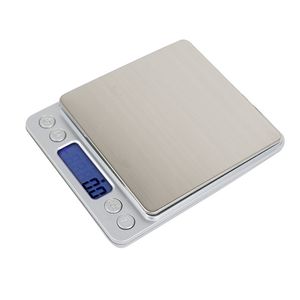 Escala de cozinha digital 500g/0,01g 1kg 2kg 3kg/0,1g Jóias precisas Escalas de alimentos LCD Exibir grama de peso, medindo com 2 bandejas para cozinhar cozimento