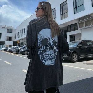 Damen T-Shirt Sommer Korea Ins Amerikanischer Trend Retro Dark Department Totenkopf Druck Lose Kurzarm T-Shirt Damen Tops Harajuku Y2K KleidungH24220