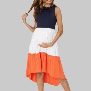 Dresses Patchwork Maternity Dress Maternity Clothes Casual Sleeveless Oneck Pregnant Women Dress Pregnancy Clothing Vestidos Robe Femme