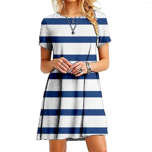 Casual Dresses Women's Printed Round Neck Loose Fitting Short Sleeved Dress Fit And Flare Holiday For Women