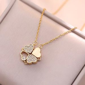 womens designer necklaces Fashion Four-leaf Clover necklace Sparkling diamond Necklace classic jewelry Valentines Day pendant 547 401