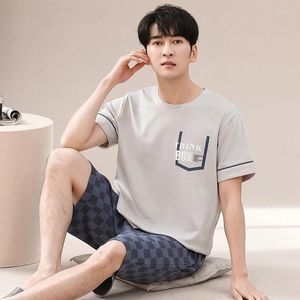 Men's Sleepwear Summer Cotton Men Homewear Clothes Short Sleeve Round Neck Pajamas Set Casual Soft L-3XL Male Pyjamas Nightwear