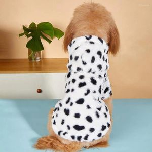 Dog Apparel Winter Jacket Zipper Closure Black White Spots Cat Puppy Coat Hooded Plush Two-legged Pet Hoodies Clothes For Outdoor