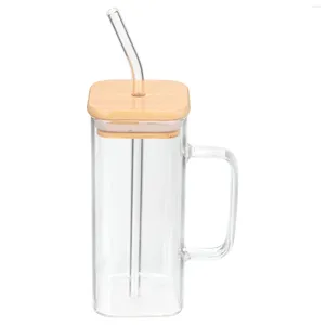 Wine Glasses Clear Coffee Mug Square Cup With Lid Cocktail Glass Beverage Juice Transparent Drink Cute And Straw Water Bottles Cups Drinking