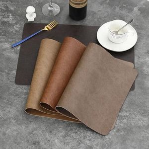 Table Mats PU Kitchen Placemat Heat Resistant Leather Cup Dish Mat Cafe Bar Wipeable Washable Place Indoor Outdoor Household