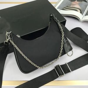 Top Quality Designer Bolsa De Ombro Para Mulheres Branco Preto Sacos Luxurys Bolsa Moda Nylon Tote Chain Clutch Cross Body Bag Homem Axila Messenger Bag Bolsa