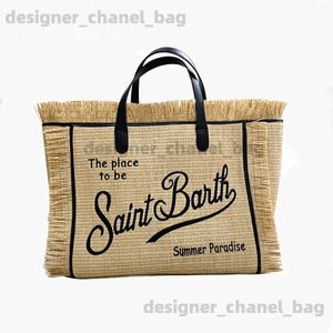 Totes Womens Bag 2024 Trend Tassel Design S Fashion Embroidered Letter Str Mat Beach Bag Casual Bolsas Stor handväska T240220