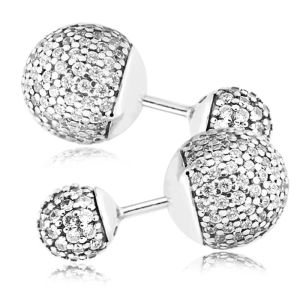 Orecchini Clear CZ rotondo a forma di sfera Orecchini a bottone 100% 925 Orecchini per gioielli in argento sterling per donne pietre pavimentate orecchini per ragazze