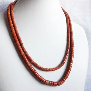 ネックレス2*4mm 3*6mm Heishi Red Jasper Necklaceステンレススチールナチュラルストーンジュエリーノーキの絶妙なチェーンチョーカーエンゲージメントパーティー