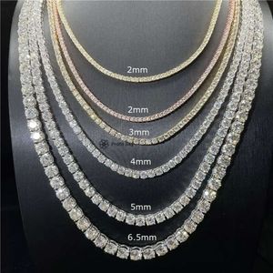 Hip Hop Jewelry Gold Pure 925 Sterling Silver 2mm 2.5mm 3mm 4mm 5mm 6mm 8mm 10mm Cz Diamond Necklace Moissanite Tennis Chain