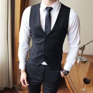 2023 New Arrival Dress Vests For Men Slim Fit Mens Suit Vest Male Waistcoat Gilet Homme Casual Sleeveless Formal Business