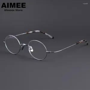 Solglasögon ramar japanska handgjorda rena titanglasögon ram män retro runda ultralätt receptbelagda glasögon kvinnor optiska glasögon