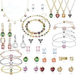 Uppsättningar 2023 Fashion Trend Stilla Ladies Jewelry Pink Crystal Necklace Earrings Heart Shape Crystal Jewelry