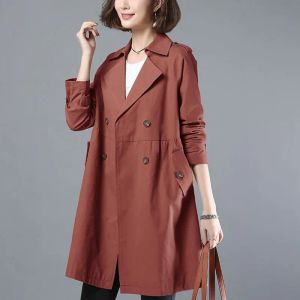 الخندق الأزياء الزر فضفاضة الجيوب المخلوقة Allmatch Trench Women's Clothing 2023 Autumn Tops New Disual Tops Solid Color Coats Coats