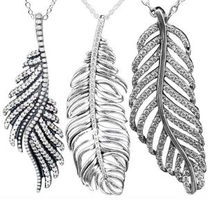 Sets Original Shimmering Feathers Pine Needle Leave With Crystal 925 Sterling Silver Necklace For Fashion Bead Charm DIY Jewelry