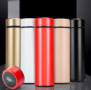 LED 온도 디스플레이 Thermos 500ml 스마트 진공 물병 304 스테인레스 스틸 여행 열병 커피병