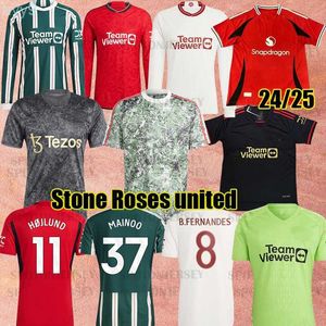 Herren T-Shirts 2024 2025 Mainoo Mount Fußballtrikots Casemiro Garnacho Hojlund Spieler Rashford Lange volle Ärmel Hemden 24 25 Eriksen Kindersets RBF4