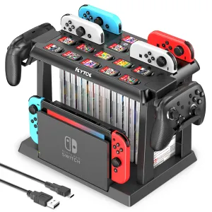 Switch Joycon Charger Pro Controller Tutucu Switch Oyun Depolama Kulesi Nintendo Switch OLED Şarj Dock İstasyonu