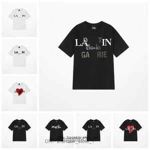 ISQ8 Men's T-shirts Lanvin t Shirt Designer Luxury Classic Chest Letter Printed Mens and Womens Top Summer Breathable High Street Cotton Loose Tees