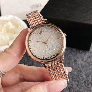 Fashion Full Brand Wrist Watches Women Girl Ladies Colorful Gems Style Steel Metal Band Quartz Luxury Clock SW70