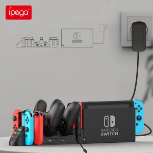 Stands IPEGA PG9187 Joy Con Charger for Nintendow Switch OLED Joycon Console Joystick GamePad充電ドックスタンドUSB出力付き