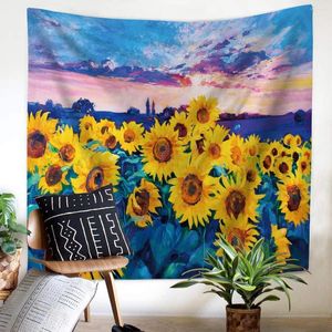 Tapestries Beautiful Sunflower Sun Flower Wall Tapestry Hippie Art Decoration