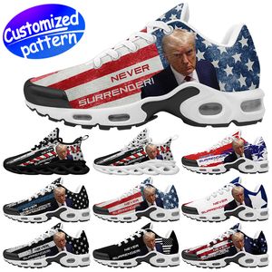 Anpassade sportskor Trump Sneaker Trump Shoes Scarf Anpassade mönster män kvinnor springskor utomhusskor svart vit större storlek 36-48