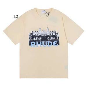 Tasarımcı Moda Giyim Tees Rhude Tshirt Casino HD Castle Baskı T-Shirt Pamuk Sokak Giyim Üstleri Sıradan Sportswear Rock Hip Hop Satılık 323