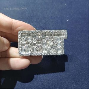 100% passe testador de diamante gelado hip hop joias finas vvs baguette moissanite haute anel de design personalizado