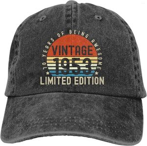 Boll Caps Vintage 1953 Limited Edition Hat For Women Men rolig justerbar tvättad bomull 70 år gammal födelsedagspresenter baseball cap