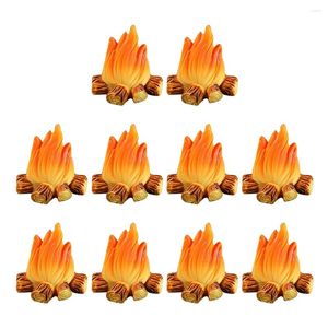 Decorações de jardim 10 pcs brinquedos ao ar livre ornamentos de fogo falso micro fogueira mini resina modelo halloween miniaturas cena de paisagismo