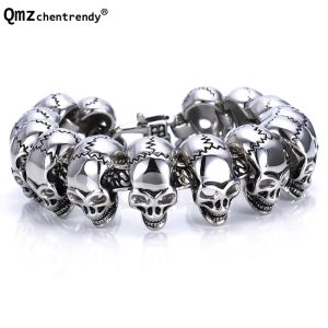 Bransoletki 316L stali nierdzewnej ogromne ciężkie stałe bransoletki szkieletowe bransoletka Bransoletka Duch Biker Hip Hop Motorcycle Motorcycle Chains