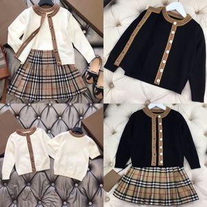 kids clothes Girls Casual Autumn Spring sets Designer baby set shorts girl Long sleeved cardigan pleated skirt 100-160 B70C#