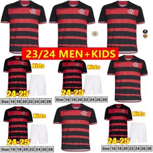 22/25 Flamengo Soccer Jerseys 2024 2025 Football Shirts Men Set Kids Kit Camisa de Futebol Pedro Diego Gerson Gabi Lorran Pulgar fans