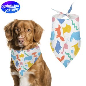 Özel Üçgen Pet Bib HD Desen Pet Eşarp Yumuşak ve Rahat Hafif Nefes Alabası Dayanıklı Moda Pet Aksesuarları Polyester 48g Beyaz