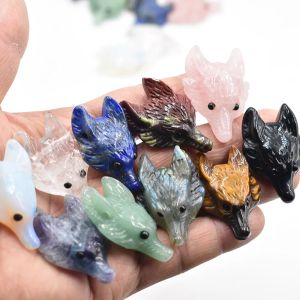 Necklaces Wholesale 2pcs/lot Fashion Natural Labrador Stone Lapis Lazuli Carved Wolf Head Shape Pendants for Necklace Jewelry Making