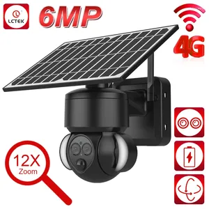 WIFI Solar Battery Powered Dual Lens Security PTZ Camera 12X Zoom AI Humanoid Tracking Outdoor Surveillance Cam