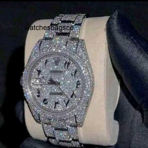 Relógio masculino pedra limpa 6tz6 moissanite diamante personalização pode passar o movimento mecânico automático masculino relógio à prova d'água 4019240