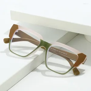 Solglasögon TR90 godisfärgade anti blå ljusglasögon kvadratisk kontrasterande platt ac retro ramtrötthet för kvinnor
