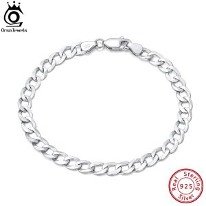 Bangles ORSA JEWELS 925 Sterling Silver Italian 3/5mm DiamondCut Cuban Link Curb Chain for Women Men Fashion Bracelet Jewelry SB123