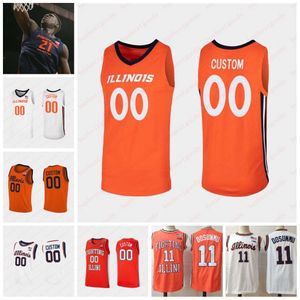 Custom Illinois Fighting Illini Basketball Jersey 11 Niccolo Moretti 22 Keaton Kutcher 25 Max Williams 35 Amani Hansberry Illinois Jerseys