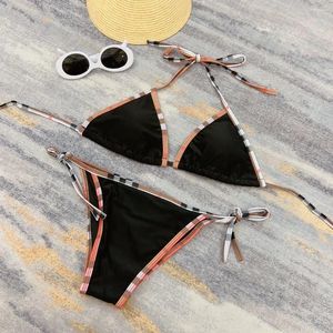 Women's Swimwear Sexy Fashion Bikini Solid Color Swimsuit Summer Women Halter Top Two Piece Tie Triangle Beachwear Set